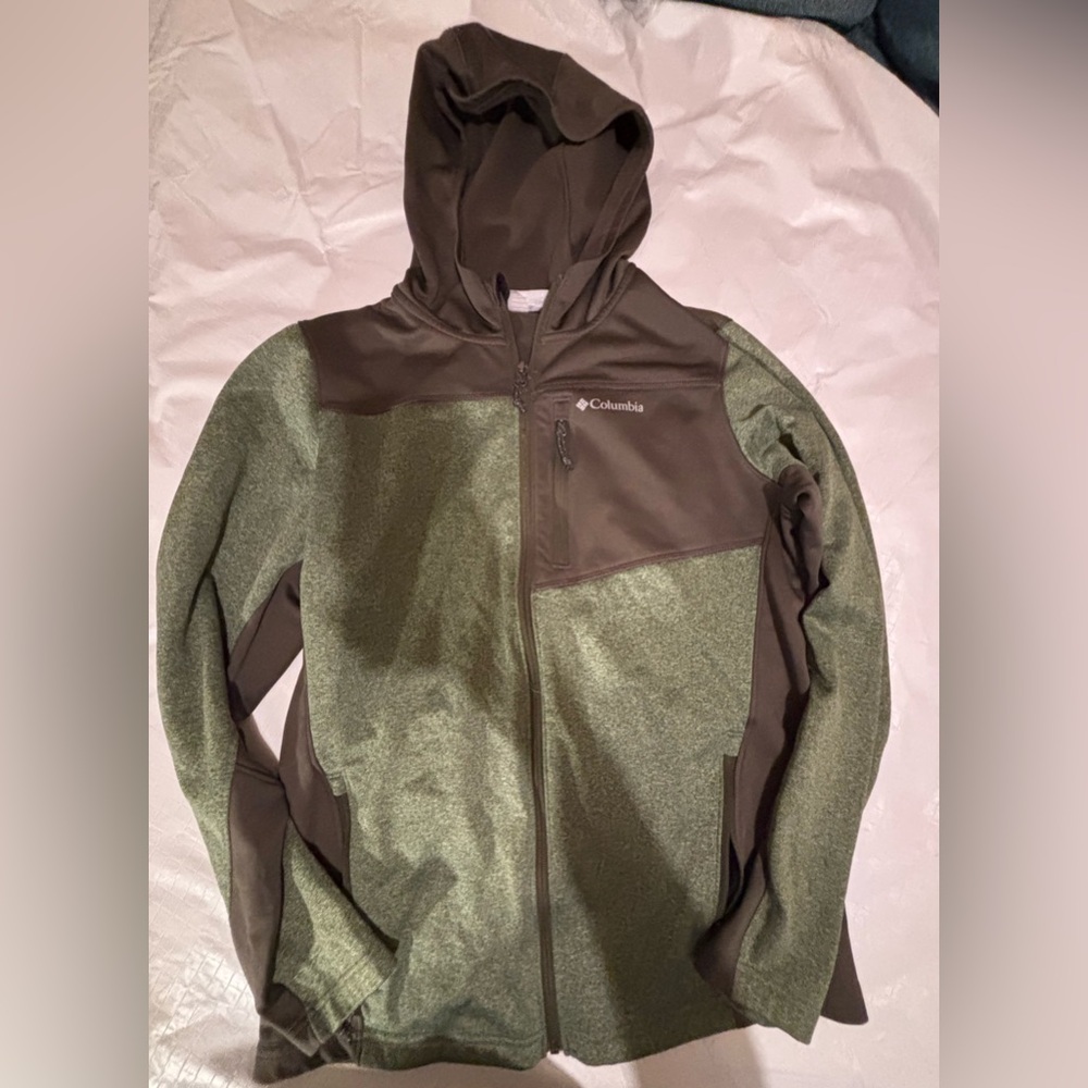 Columbia Olive and Gray Men's Harlem Park Hybrid Full Zip Hoodie Size Small